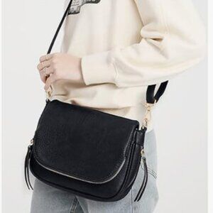 Small Crossbody Bag Pu Leather in Black